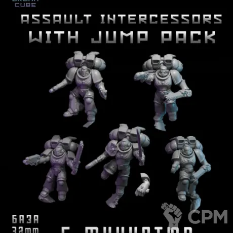 Описание картинки Assault Intercessors With Jump Packs от DREAMCUBE по цене 650руб | Свободный Рынок Миниатюр - СРМ