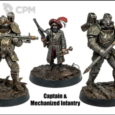 Описание картинки Captain and Mechanized Infantry от Manufactorum76 по цене 600руб | Свободный Рынок Миниатюр - СРМ
