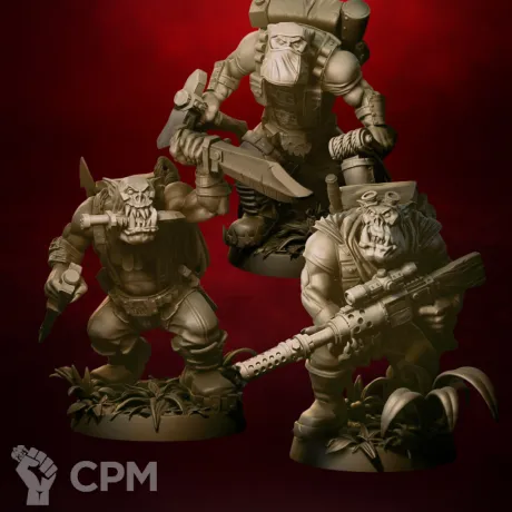 Описание картинки Миниатюра Warhammer 40000 Orcs.Spek-Opz Orcs kit A  . Модульный набор. 3шт от 3DSprint по цене 900руб | Свободный Рынок Миниатюр - СРМ