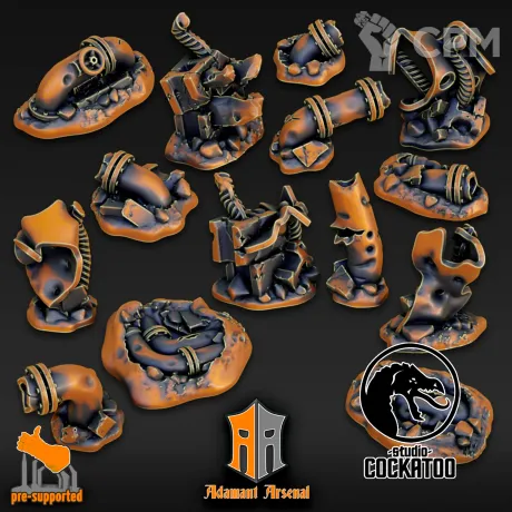 Описание картинки Basing Bits - City Pipes and Metal Shrapnel от Studio Cockatoo по цене 160руб | Свободный Рынок Миниатюр - СРМ