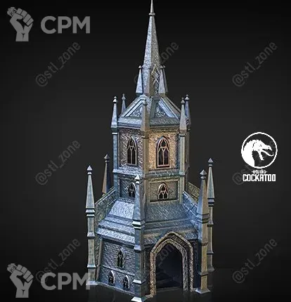 Описание картинки Paladin Dice tower/Башня для кубов от Studio Cockatoo по цене 2 750руб | Свободный Рынок Миниатюр - СРМ