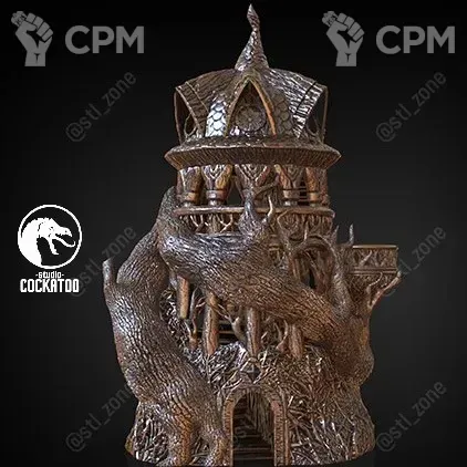 Описание картинки Druid Dice tower/Башня для кубов от Studio Cockatoo по цене 2 750руб | Свободный Рынок Миниатюр - СРМ