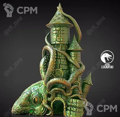 Описание картинки Kraken  Dice tower/Башня для кубов от Studio Cockatoo по цене 2 750руб | Свободный Рынок Миниатюр - СРМ