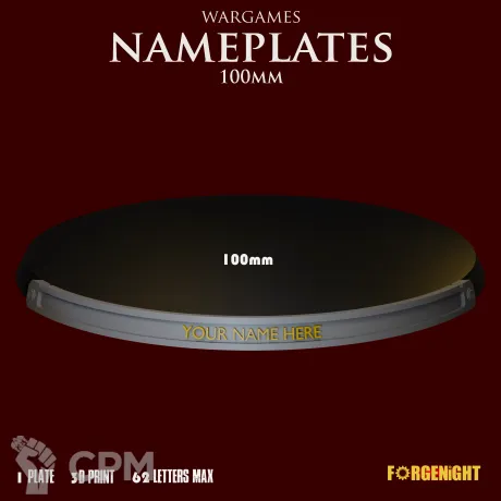 Описание картинки Wargame Bases 100mm nameplate | Именные ярлыки на подставки от ForgeNight по цене 209руб | Свободный Рынок Миниатюр - СРМ