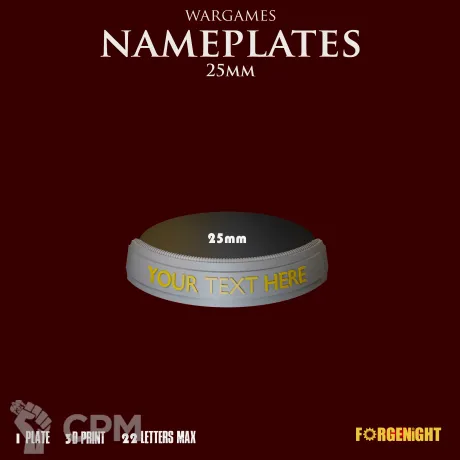 Описание картинки Wargame Bases 25mm nameplate | Именные ярлыки на подставки от ForgeNight по цене 50руб | Свободный Рынок Миниатюр - СРМ