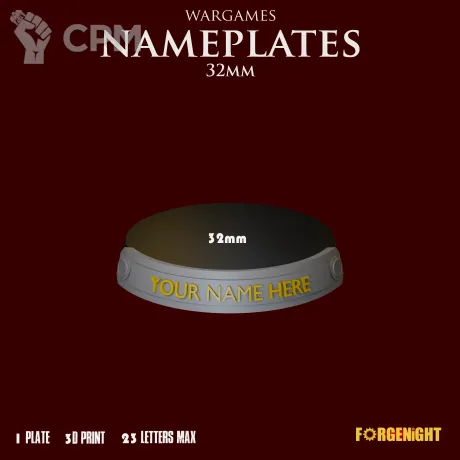 Описание картинки Wargame Bases 32mm nameplate | Именные ярлыки на подставки от ForgeNight по цене 89руб | Свободный Рынок Миниатюр - СРМ
