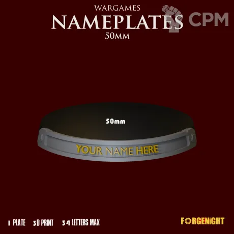 Описание картинки Wargame Bases 50mm nameplate | Именные ярлыки на подставки от ForgeNight по цене 129руб | Свободный Рынок Миниатюр - СРМ