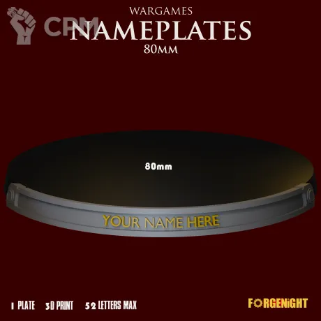 Описание картинки Wargame Bases 80mm nameplate | Именные ярлыки на подставки от ForgeNight по цене 169руб | Свободный Рынок Миниатюр - СРМ