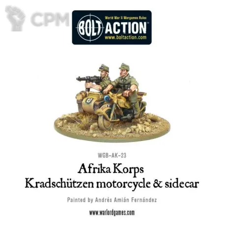 Описание картинки Afrika Korps Kradschutzen motorcycle and sidecar от  по цене 750руб | Свободный Рынок Миниатюр - СРМ