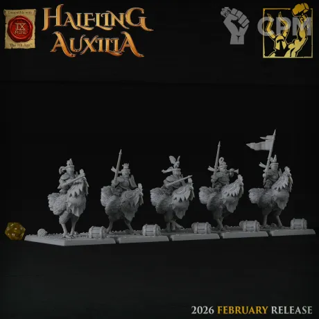 Описание картинки Halfling Chicken Riders от 3DPrintClub по цене 510руб | Свободный Рынок Миниатюр - СРМ