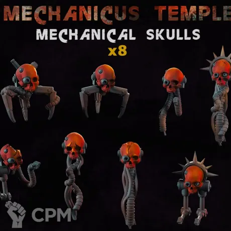 Описание картинки Mechanical Skulls - Basing Bits от 3Д-Печка по цене 450руб | Свободный Рынок Миниатюр - СРМ