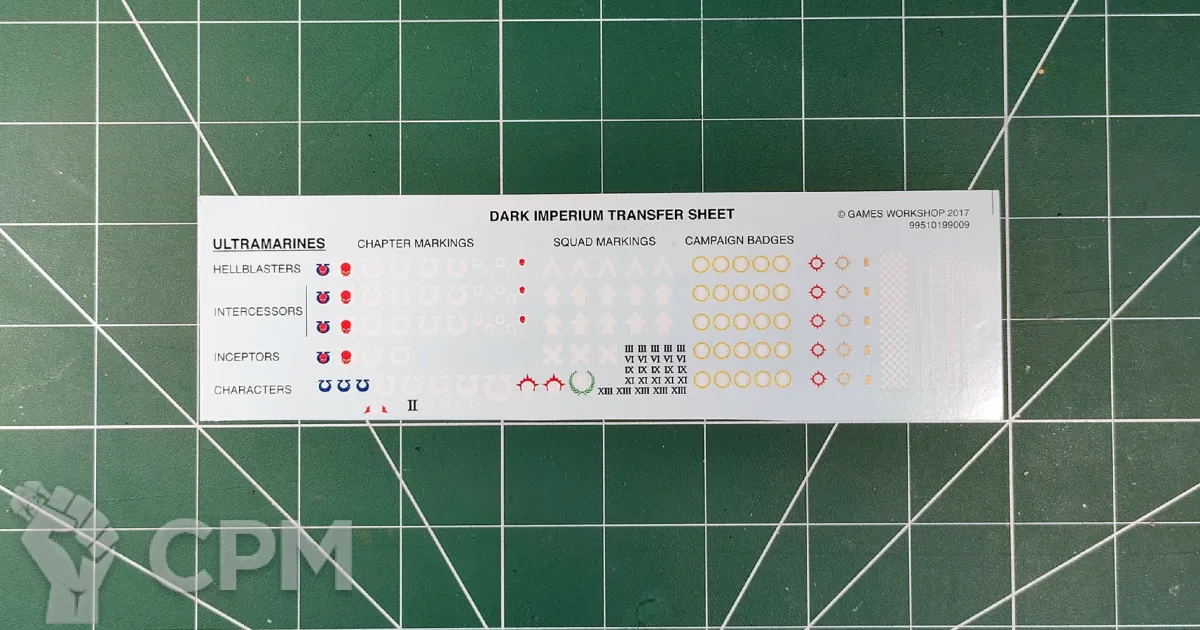 Ultramarines Dark Imperium Transfer Sheet - Свободный Рынок Миниатюр