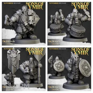 Описание картинки Dwarf Huscarls Unit от 3DPrintClub по цене 100руб | Свободный Рынок Миниатюр - СРМ