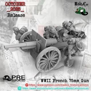 Описание картинки French 75mm Gun от 3DPrintClub по цене 400руб | Свободный Рынок Миниатюр - СРМ