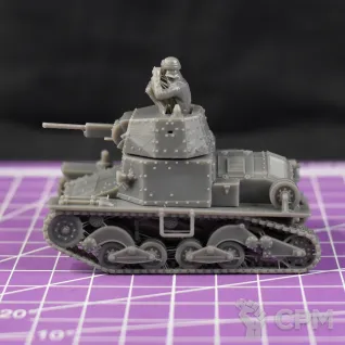 Описание картинки Итальянский легкий танк Fiat L6/40 с миниатюрой командира / масштаб 1:56 / 28мм от DModels по цене 830руб | Свободный Рынок Миниатюр - СРМ