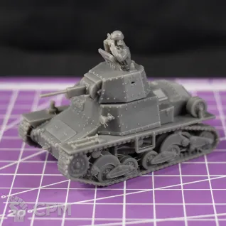 Описание картинки Итальянский легкий танк Fiat L6/40 с миниатюрой командира / масштаб 1:56 / 28мм от DModels по цене 830руб | Свободный Рынок Миниатюр - СРМ