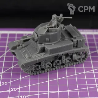 Описание картинки Британский легкий танк M3 Stuart "Honey" с миниатюрой командира / масштаб 1:56 / от DModels по цене 860руб | Свободный Рынок Миниатюр - СРМ