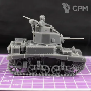 Описание картинки Британский легкий танк M3 Stuart "Honey" с миниатюрой командира / масштаб 1:56 / от DModels по цене 860руб | Свободный Рынок Миниатюр - СРМ