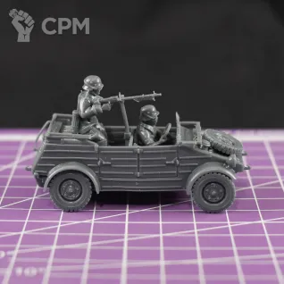 Описание картинки Немецкий автомобиль Kübelwagen с водителем и стрелком (версия DAK) /масштаб 1:56 /28мм от DModels по цене 360руб | Свободный Рынок Миниатюр - СРМ