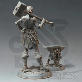 Описание картинки Эм Одфлейм, боевой кузнец-изобретатель от Dark Craft Hobby по цене 256руб | Свободный Рынок Миниатюр - СРМ