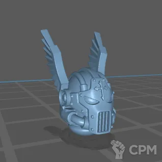 Описание картинки Black Templar Helmet w wing от 3Д печать миниатюр по цене 42руб | Свободный Рынок Миниатюр - СРМ