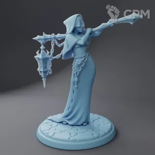 Описание картинки Daena the Lantern Bearer ( Female Warlock / Human Sorcerer / NPC ) от PocketSized Prints по цене 250руб | Свободный Рынок Миниатюр - СРМ