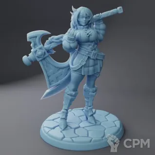 Описание картинки Gitta the Warrior ( Female Human Fighter / Warrior / Barbarian ) от PocketSized Prints по цене 250руб | Свободный Рынок Миниатюр - СРМ