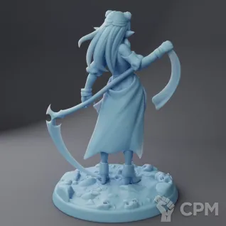 Описание картинки Morana the Scythe ( Female Elf Warlock / Necromancer / Scythe Fighter / Cultist ) от PocketSized Prints по цене 250руб | Свободный Рынок Миниатюр - СРМ