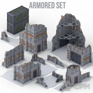 Описание картинки Бронированный комплекс\Armored Ruins set . от WebWay 3D по цене 10 000руб | Свободный Рынок Миниатюр - СРМ