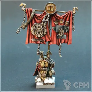 Описание картинки Dwarf Battle Standard Bearer (limited) от OldHammer Мастерская по цене 450руб | Свободный Рынок Миниатюр - СРМ