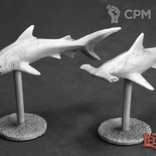 Описание картинки Reaper Miniatures Блистер Shark 2 акулы от DarkyTFc по цене 700руб | Свободный Рынок Миниатюр - СРМ