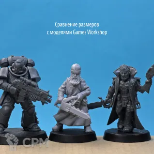 Описание картинки Монах с пилой (preacher, priest) от Forfun Miniatures по цене 315руб | Свободный Рынок Миниатюр - СРМ
