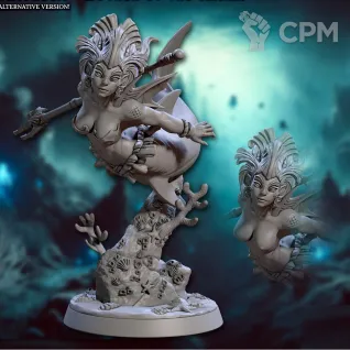 Описание картинки Fantasy Pin-up. Русалка с акульем телом от Подземный человек по цене 340руб | Свободный Рынок Миниатюр - СРМ