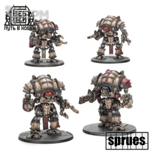 Описание картинки AT - Mechanicum Questoris Knights Magaera and Styrix (4шт) (2 литника) от WebWay по цене 2 530руб | Свободный Рынок Миниатюр - СРМ