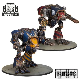 Описание картинки AT - Warhound Titans with Ursus Claws and Melta Lances (3 литника) от WebWay по цене 2 530руб | Свободный Рынок Миниатюр - СРМ