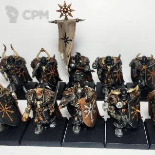 Описание картинки Chaos Warriors with hand weapons &amp; shields, 10 моделей, оригинал пластик от Shamkin по цене 2 500руб | Свободный Рынок Миниатюр - СРМ