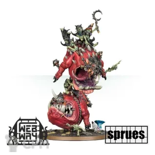 Описание картинки Mangler Squigs / Loonboss on Mangler Squigs (1 литник) от WebWay по цене 2 640руб | Свободный Рынок Миниатюр - СРМ
