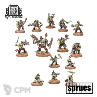 Описание картинки Ork Boyz and Gretchin (Armageddon) (10+5) (1 литник) от WebWay по цене 1 870руб | Свободный Рынок Миниатюр - СРМ
