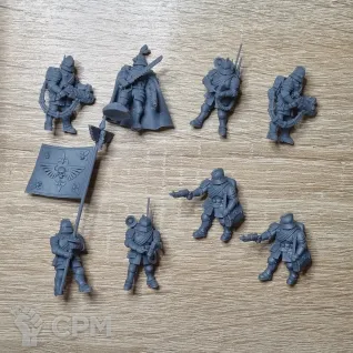 Описание картинки Feudal Platoon Command Squad от Бруталити по цене 1 000руб | Свободный Рынок Миниатюр - СРМ