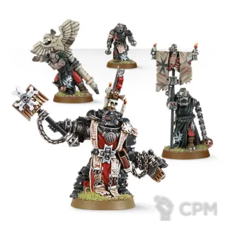 Описание картинки BLACK TEMPLARS CHAPLAIN GRIMALDUS &amp; RETINUE от Red Rooster по цене 1 316руб | Свободный Рынок Миниатюр - СРМ