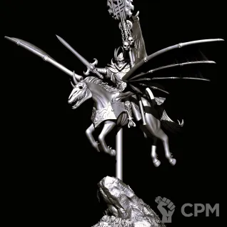 Описание картинки Dark elves Banner standard bearer on dark pegasus от Магазин Альфария по цене 350руб | Свободный Рынок Миниатюр - СРМ