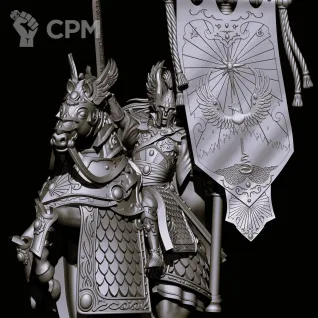 Описание картинки High Elves mounted Banner standard bearer от Магазин Альфария по цене 220руб | Свободный Рынок Миниатюр - СРМ
