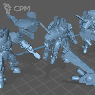 Описание картинки Tau XV25 Stealth Battlesuits от Formosa Printing по цене 900руб | Свободный Рынок Миниатюр - СРМ