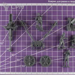 Описание картинки Немецкое орудие 10,5 cm leFH 18 (версия DAK) с расчетом / масштаб 1:56 / 28mm от DModels по цене 470руб | Свободный Рынок Миниатюр - СРМ