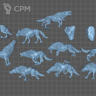Описание картинки Dire Wolves от Fantasy Miniatures по цене 1 500руб | Свободный Рынок Миниатюр - СРМ