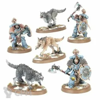 Описание картинки Wolf Guard Headtakers with Hunting Wolves (2025) от WastelandMiniatures по цене 1 220руб | Свободный Рынок Миниатюр - СРМ