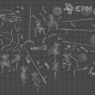 Описание картинки Peasant Levy 10 моделей с луками. Скан + базы от WastelandMiniatures по цене 1 200руб | Свободный Рынок Миниатюр - СРМ