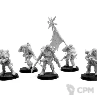 Описание картинки Renegade Militia Command от WastelandMiniatures по цене 630руб | Свободный Рынок Миниатюр - СРМ