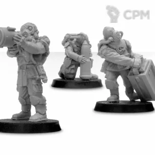 Описание картинки Renegade Militia Artillery Crew от WastelandMiniatures по цене 440руб | Свободный Рынок Миниатюр - СРМ