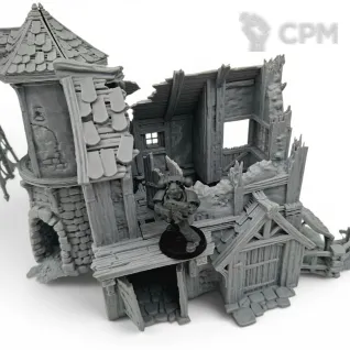 Описание картинки Разрушенный Дом-Мельница - Фэнтези Террейн от Terrain Print по цене 1 950руб | Свободный Рынок Миниатюр - СРМ